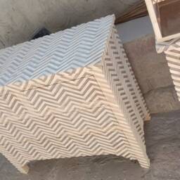 Designer Bone Inlay Cabinet Grey Chevron Pattern Chest Of 4 Drawers - thumbnail 4