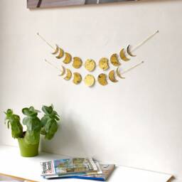 Moon Phase - Wall Hanging Boho Decor Garland Metallic Gold Silver Nursery With Chain - thumbnail 2