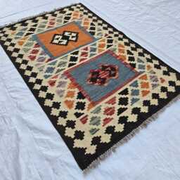 Handmade Afghan Kilim Rug 3x4 Tribal Geometric Wool Accent Rug - thumbnail 2