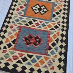 Handmade Afghan Kilim Rug 3x4 Tribal Geometric Wool Accent Rug - thumbnail 4