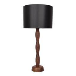 Hand Turned Walnut Table Lamp/Wooden Lamp/ Mid Cantury Modern Style Scandinavian - thumbnail 3