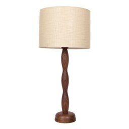 Hand Turned Walnut Table Lamp/Wooden Lamp/ Mid Cantury Modern Style Scandinavian - thumbnail 2