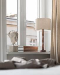 Hand Turned Walnut Table Lamp/Wooden Lamp/ Mid Cantury Modern Style Scandinavian