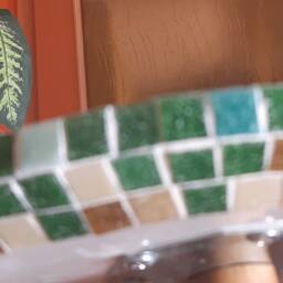 Floral Mosaic Coffee Table Small Triangle Glass Tile Art - thumbnail 3