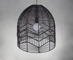 "Handwoven Rattan Pendant Light, Black Ceiling Light Fixture, Kitchen Island Lamp, W17.7""xh17.7"