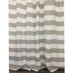 Grey & White Striped Linen Curtain, Unlined, Cabana Stripe Curtains, Horzontal Striped Drapes, Custom Curtains - thumbnail 4