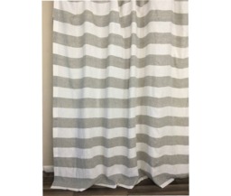 Grey & White Striped Linen Curtain, Unlined, Cabana Stripe Curtains, Horzontal Striped Drapes, Custom Curtains