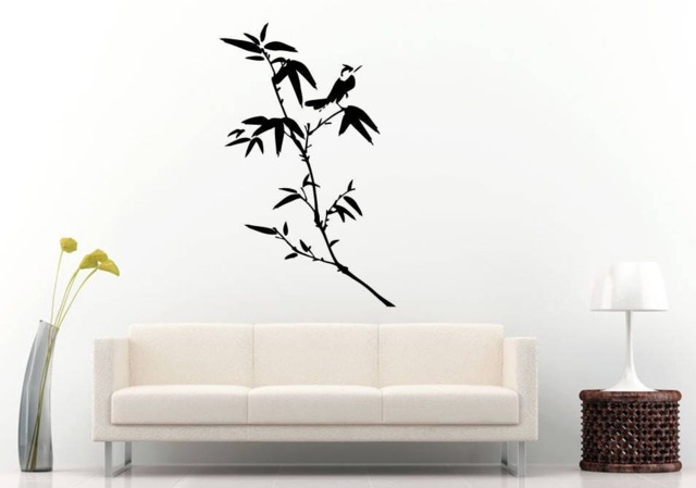 Bird Sitting Branch Tree Nature Birds Flying Leaves Wall Sticker Decal Vinyl Mural Decor Art L2250 - image 1