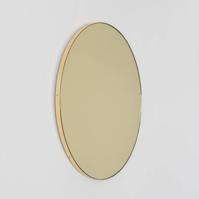Orbis??? Gold Tinted Round Customisable Mirror With Minimalist Brass Frame - Large, Xl - image 1