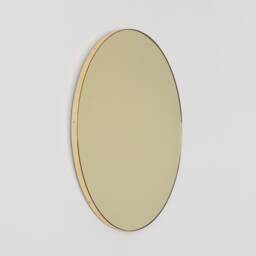 Orbis??? Gold Tinted Round Customisable Mirror With Minimalist Brass Frame - Large, Xl - thumbnail 1