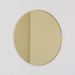 Orbis??? Gold Tinted Round Customisable Mirror With Minimalist Brass Frame - Large, Xl - thumbnail 2