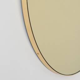 Orbis??? Gold Tinted Round Customisable Mirror With Minimalist Brass Frame - Large, Xl - thumbnail 3