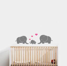Elephant Family Group - Wall Sticker Childrens Bedroom Nursery Vinyl Decal - thumbnail 1