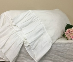 Pair Of White Pillow Cases With Country Mermaid Long Ruffles - thumbnail 1