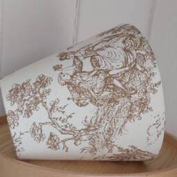 French Toile Rustic Brown Countryside Candle Clip Lampshade - thumbnail 3
