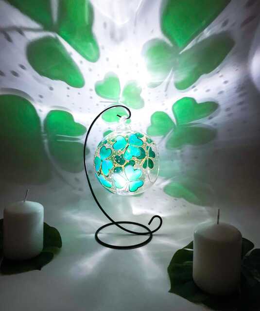 Hand Painted Emerald Green Shamrock Candle Holder Irish Gift - image 1