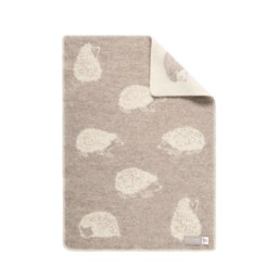 Hedgehog Little Blanket - Reversible Beige Wool Throw Baby Shower Gift - thumbnail 1