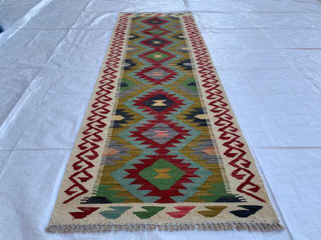 Handmade Afghan Kilim Runner 2x6 Ft Turkmen Wool Rug - image 1