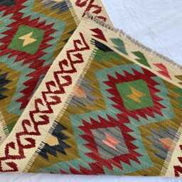 Handmade Afghan Kilim Runner 2x6 Ft Turkmen Wool Rug - thumbnail 3