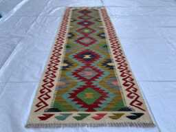 Handmade Afghan Kilim Runner 2x6 Ft Turkmen Wool Rug - thumbnail 1