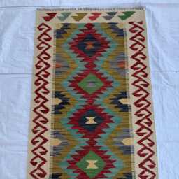 Handmade Afghan Kilim Runner 2x6 Ft Turkmen Wool Rug - thumbnail 4