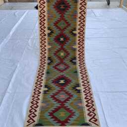 Handmade Afghan Kilim Runner 2x6 Ft Turkmen Wool Rug - thumbnail 2