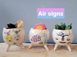 The Horoscope Collection With Gold Detail - Handmade Ceramic Planter, Succulent Pot Plant Pot, Star Sign, Zodiac. Pottery Gift Idea Birthday