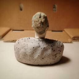 Small Male Bust/ Man in Dotted Shirt/ Unique Ceramic Sculpture - thumbnail 3