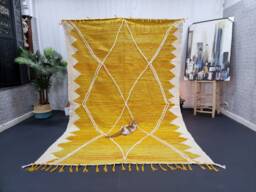 Kilim Moroccan Rug, Flat Area Rug, Handmade Yellow & White Custom Flatweave Kilim, Geometric Berber Wool Rug