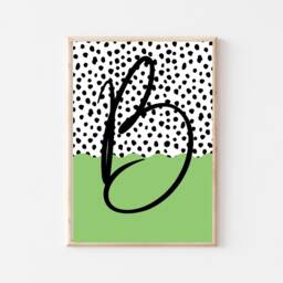Personalised Initial Print, Dalmatian Print Scalloped Colours Print Name Print, Pink Poster Wall Art - thumbnail 3