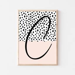 Personalised Initial Print, Dalmatian Print Scalloped Colours Print Name Print, Pink Poster Wall Art - thumbnail 2