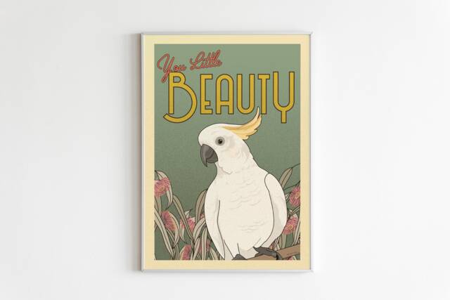 Australian Cockatoo Poster - Vintage Inspired Australiana Art Print - image 1