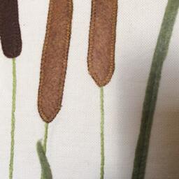 Felt Cat's Tail Applique Pillow Cover Meadow Grass Accent Cushion - thumbnail 3
