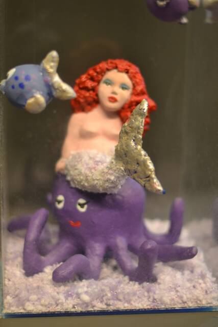 Bubba Mermaid On Seabed Sculpture With Blue Led Papier-Mache Doll 20x20x15 cm Sculpture By - image 1