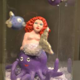 Bubba Mermaid On Seabed Sculpture With Blue Led Papier-Mache Doll 20x20x15 cm Sculpture By - thumbnail 3