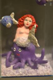 Bubba Mermaid On Seabed Sculpture With Blue Led Papier-Mache Doll 20x20x15 cm Sculpture By