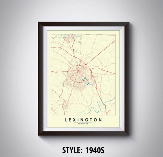 Lexington Ky Map Art Print Vintage Style Travel Poster - image 1