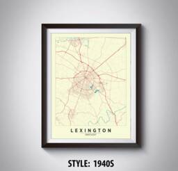 Lexington Ky Map Art Print Vintage Style Travel Poster - thumbnail 1