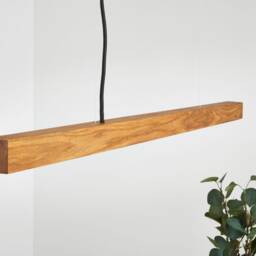 Handcrafted Oak Led Pendant Lamp Minimalist Beam Chandelier, Wireless Control - thumbnail 3