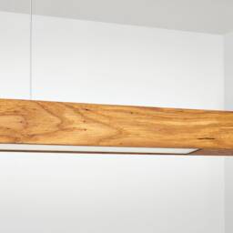 Handcrafted Oak Led Pendant Lamp Minimalist Beam Chandelier, Wireless Control - thumbnail 2