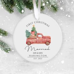 Our First Christmas Married, Personalised Ceramic Decoration, Ornament 2025, Personalized Ornament, Wedding Keepsake - thumbnail 1
