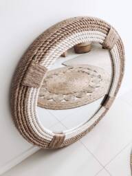 Large 80cm - 31.4Inch Hampton Nautical Coastal Round Rope Mirror Home Decor Large - thumbnail 1