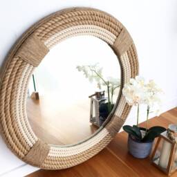 Large 80cm - 31.4Inch Hampton Nautical Coastal Round Rope Mirror Home Decor Large - thumbnail 3