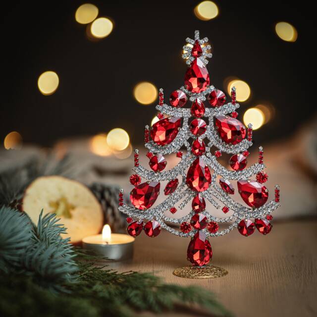 Handcrafted Czech Rhinestone Christmas Tree, Tabletop Holiday Decor - image 1