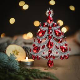 Handcrafted Czech Rhinestone Christmas Tree, Tabletop Holiday Decor
