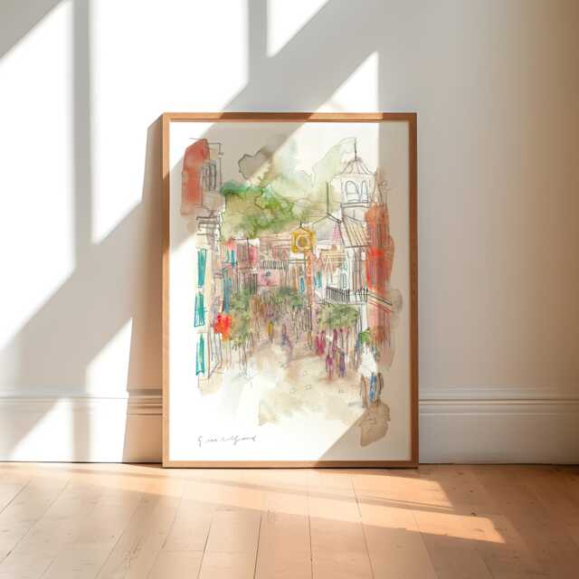 Guildford Highstreet Art Print Surrey Town Painting - image 1