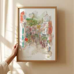 Guildford Highstreet Art Print Surrey Town Painting - thumbnail 3