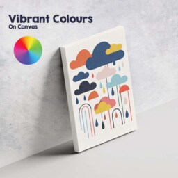 Scandinavian Minimalist Colourful Rain Clouds Graphic Illustration Canvas Wall Art Print Decor Picture Ready To Hang - thumbnail 4