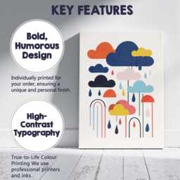 Scandinavian Minimalist Colourful Rain Clouds Graphic Illustration Canvas Wall Art Print Decor Picture Ready To Hang - thumbnail 2