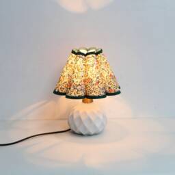 Floral Fabric Lamp Handmade White Ceramic Base, Home Decor-115# - thumbnail 4